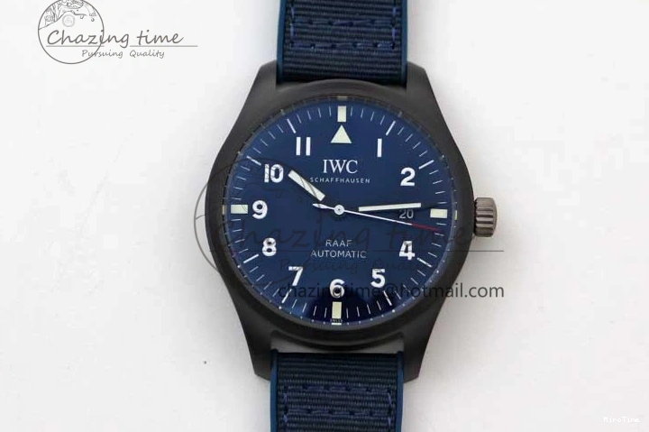 MIROTIME 1230 BestValue Mark XVIII IW328101 Black Ceramic M+F 1:1 Best Edition Blue Dial on Blue Nylon Strap A 7058